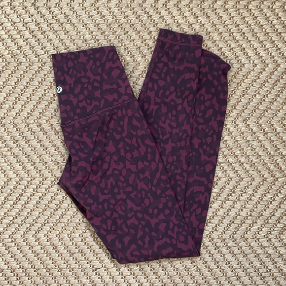 lululemon athletica Pants - Lululemon - Leopard Print Leggings - Purple/Red - 4
